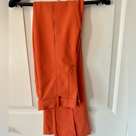 LIKE NEW ZARA Flared Pants with Slits Holes Orange Stretchy Leggings Retro - Picture 9 of 12